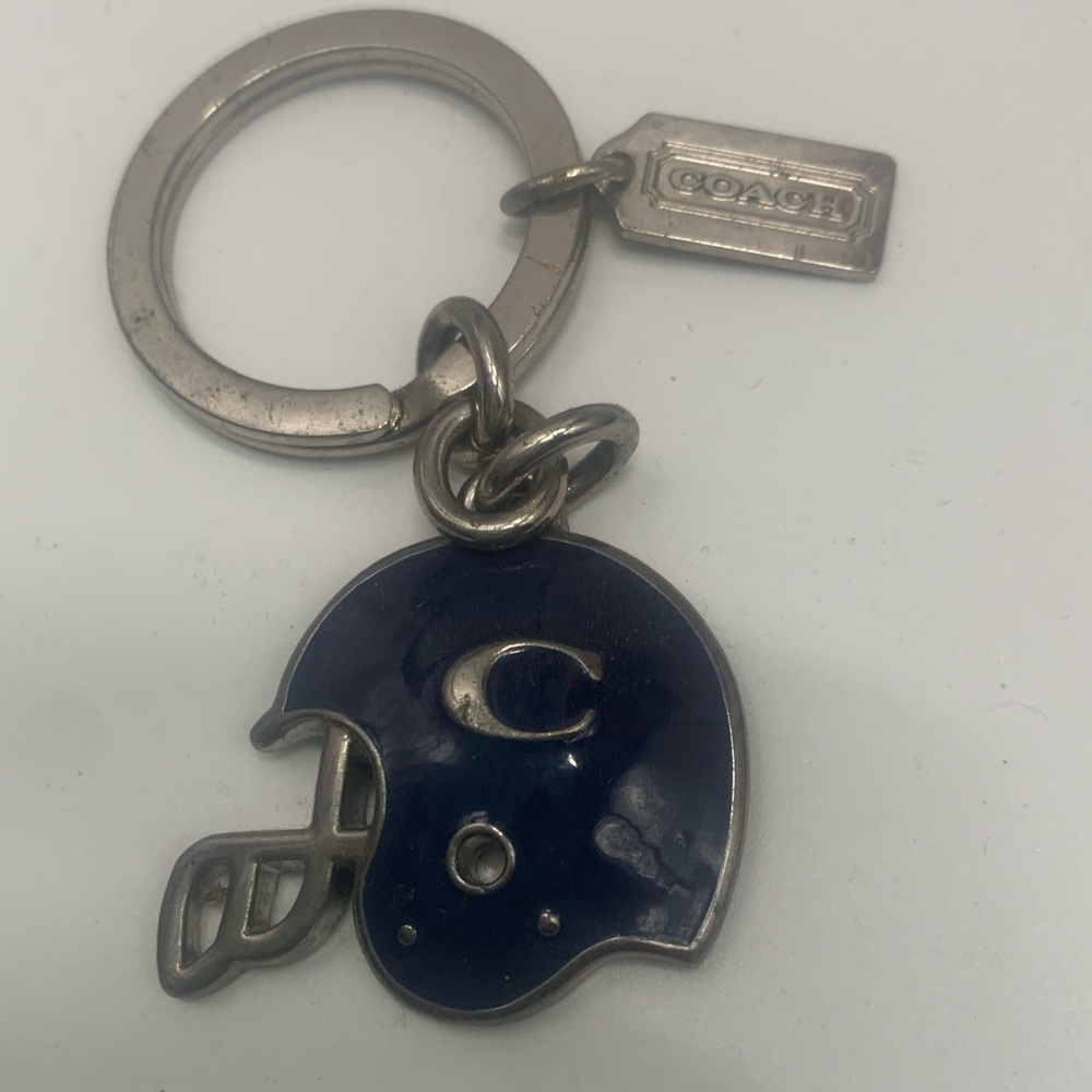 Coach purse key charm key fob key chain football blue helmet w/hang tag